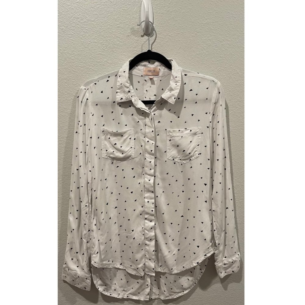 PER SE Black Triangle White Long Sleeve Shirt